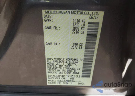 2013 Nissan Altima 2.5 S z USA, uszkodzony, nr VIN 1N4AL3AP6DC107332